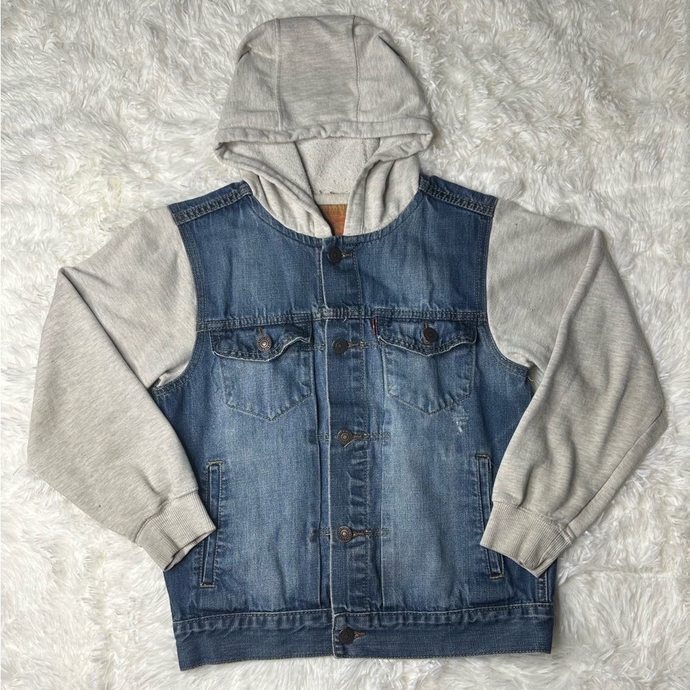 Levi's Kids Blue Denim Jacket with Gray Sleeves